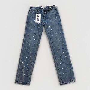 Ashley Mason Premium Pearl Jeans Women's Sz 00/23 Blue Denim Cotton Straight Leg